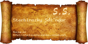 Sterbinszky Sándor névjegykártya